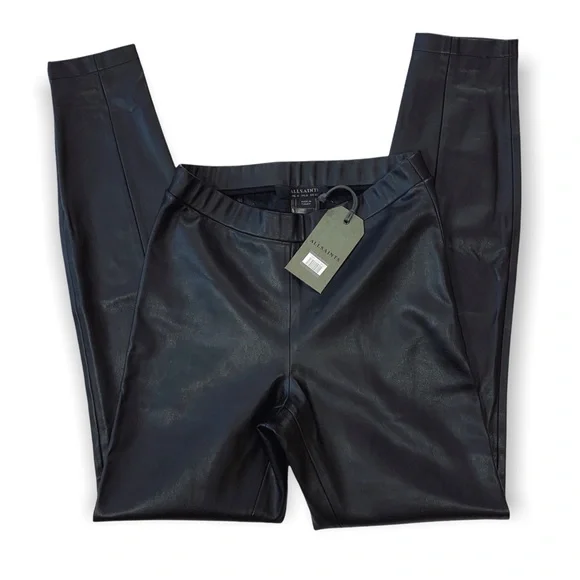 NWT All Saints Women's Isla Black Faux Leather Leggings 0 - Picture 6 of 9